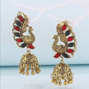 Peacock Decor Jhumka Drop Earrings